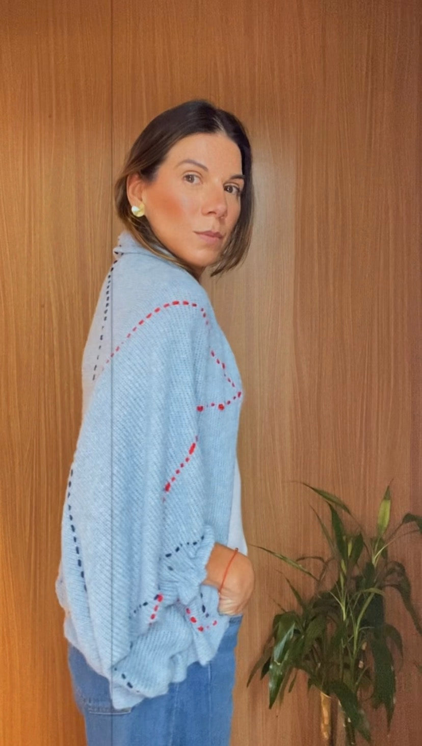 TRICOT CASULO BLUE ARGYLE