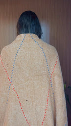 WRAP TRICOT LÃ CARAMELO ARGYLE