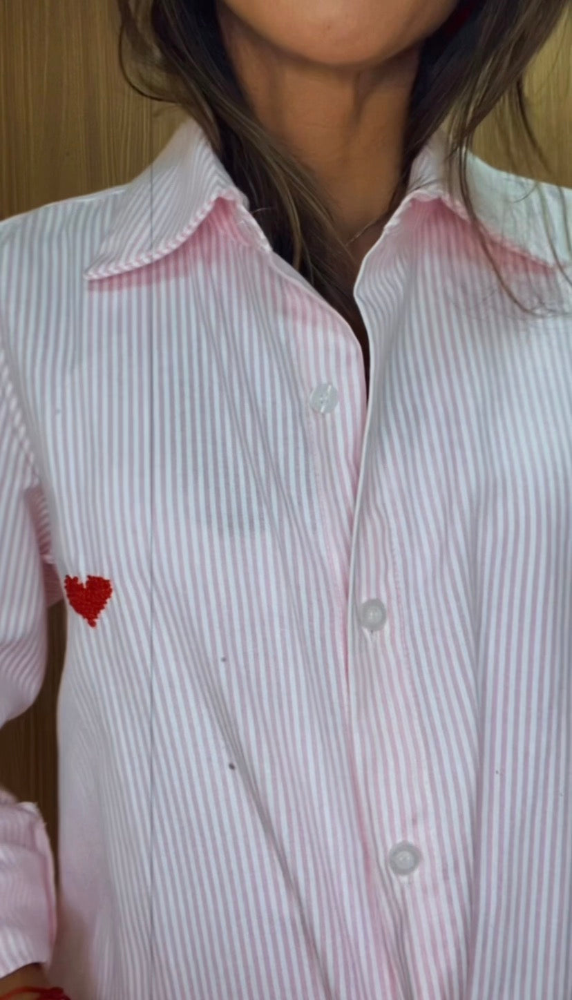 CAMISA LISTRA ROSA