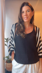 CONJUNTO CASULO TRICOT LISTRA BLACK