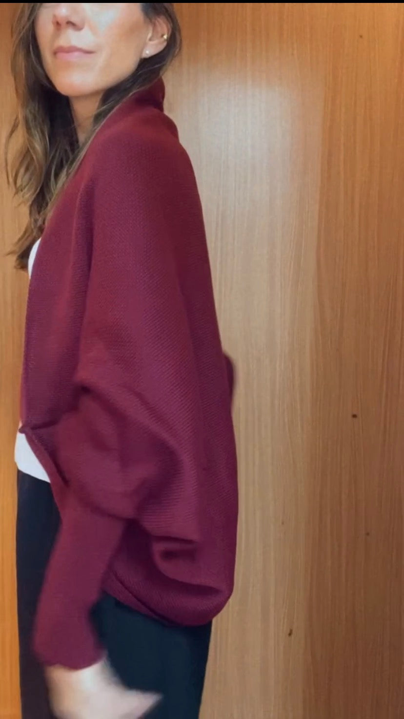 VESTE TRICOT BORDEAUX