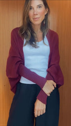 VESTE TRICOT BORDEAUX