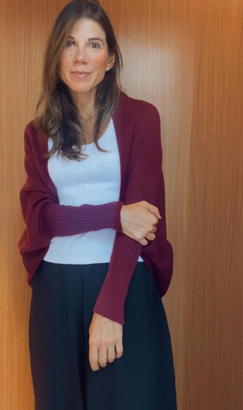 VESTE TRICOT BORDEAUX