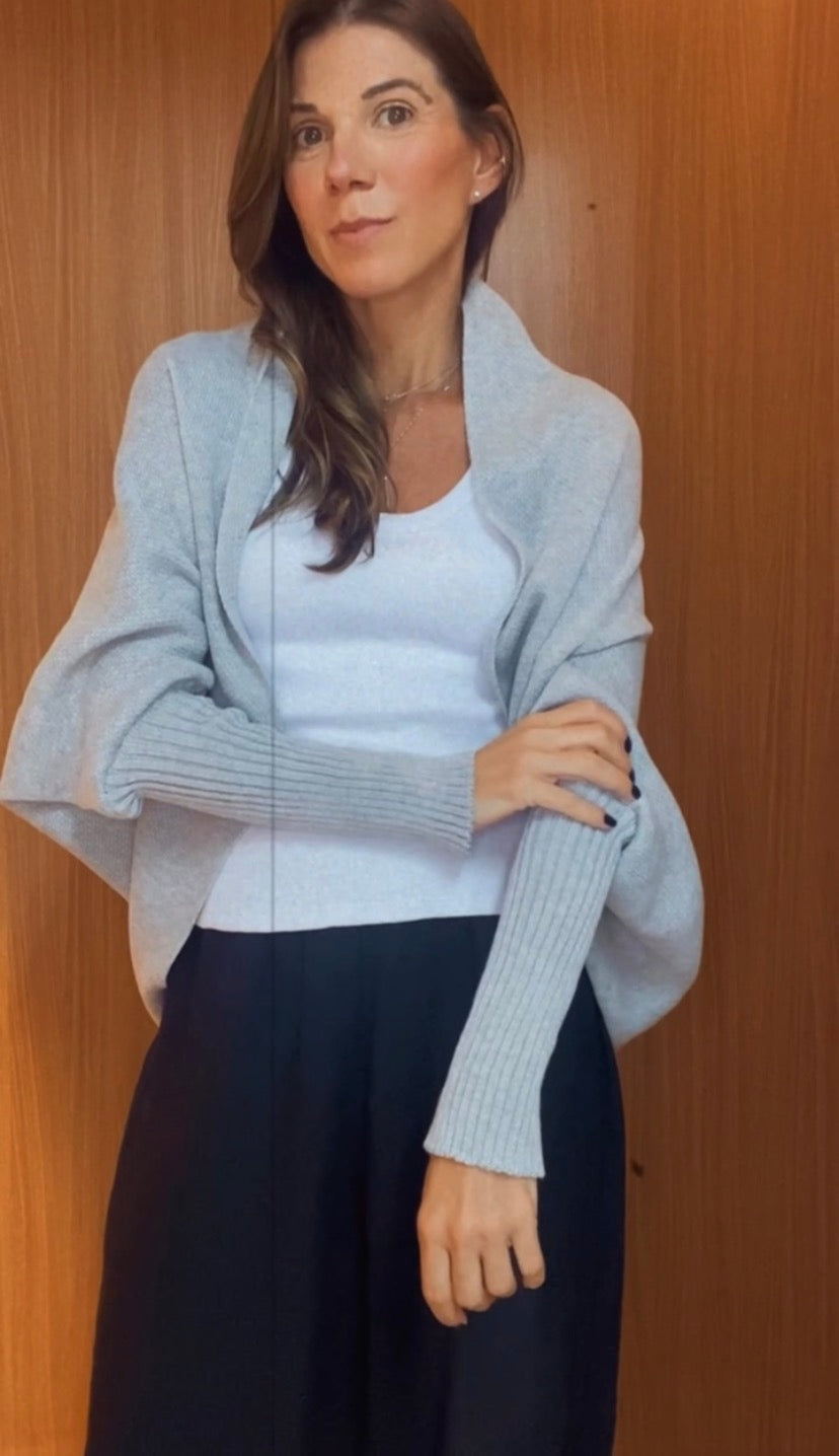 VESTE TRICOT CINZA MESCLA
