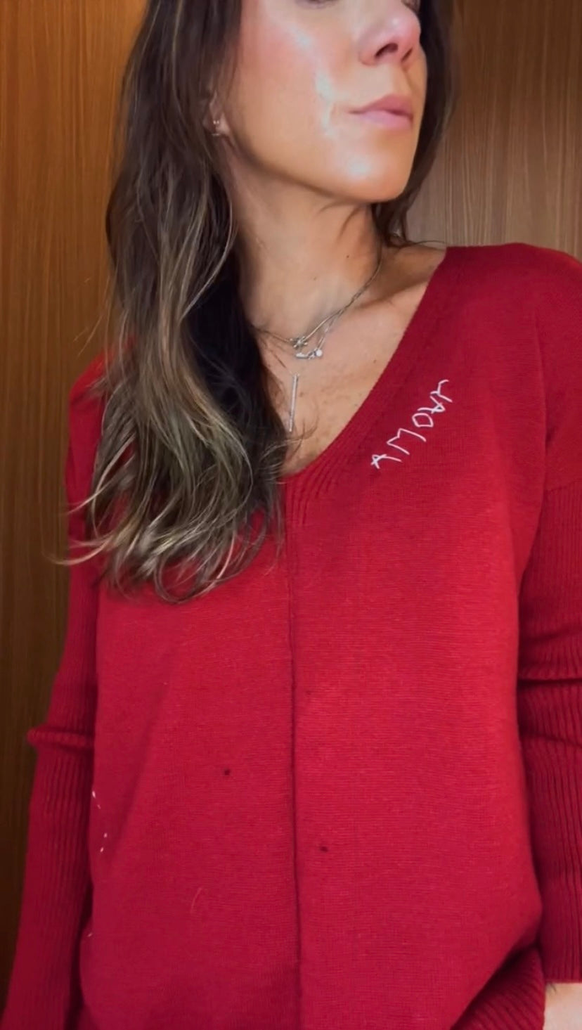 BLUSA TRICOT AMOUR WINE